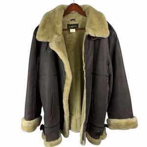 Vintage Komitor Shearling Leather Flight Bomber Jacket Men’s XL Brown EUC RARE